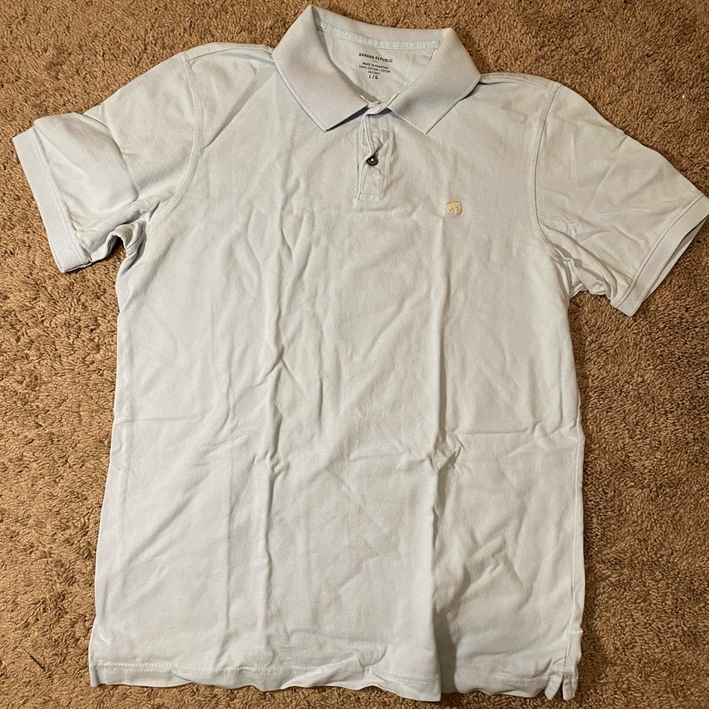 Banana Republic Adult Mens Size Large Polo Blue Golf Work Outdoor Summer Shirt - Picture 2 of 9